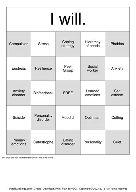 self esteem bingo|self esteem bingo printable free.
